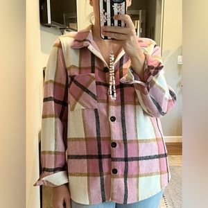 Pink plaid shacket